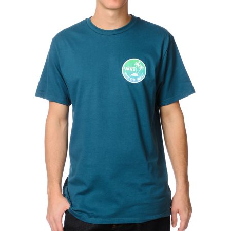 Vans Off The Wall Palm Atlantic Deep Blue Tee Shirt