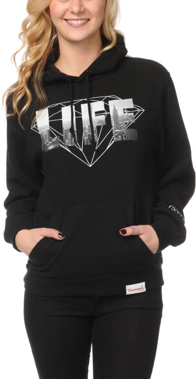 Diamond Supply Girls NY Diamond Life Black Pullover Hoodie