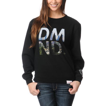 Diamond Supply Girls LA DMND Black Crew Neck Sweatshirt