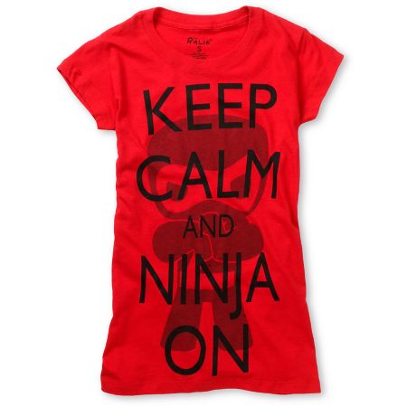 Ralik Keep Calm And Ninja On Red Tee Shirt
