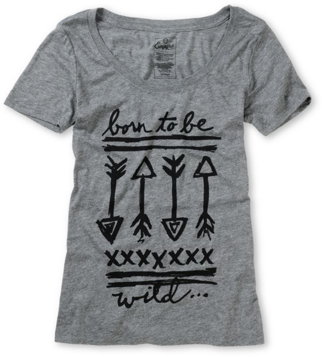 Empyre Girls Born To Be Wild Grey Scoop Neck Tee Shirt