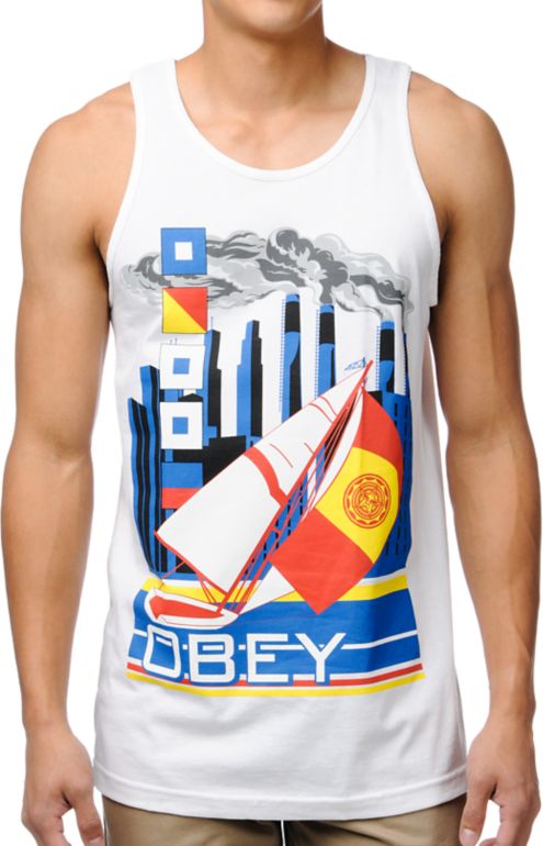 Obey Ahoy White Tank Top