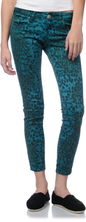 STS Blue Teal Leopard Print Skinny Jeans