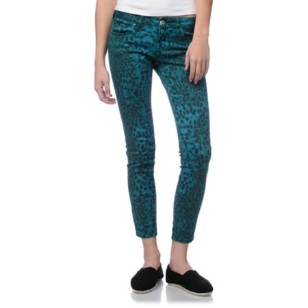 STS Blue Teal Leopard Print Skinny Jeans