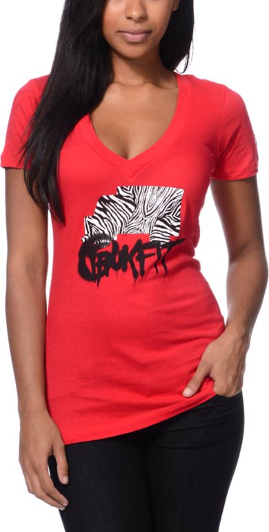 Trukfit Girls Foundation Red V-Neck Tee Shirt