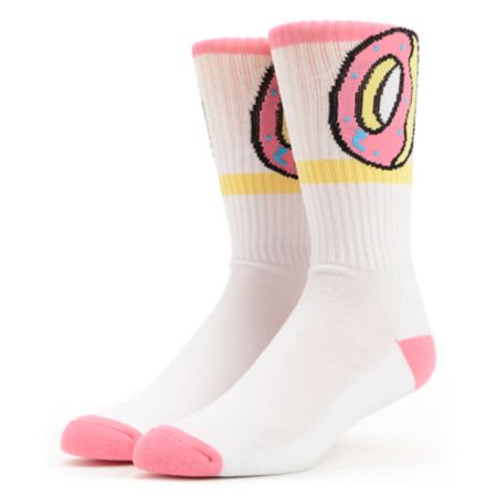 Odd Future Donut White & Pink Crew Socks