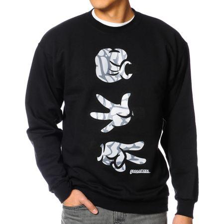 Booger Kids Rock, Paper, Cut Dumbo Black Crew Neck Sweatshirt