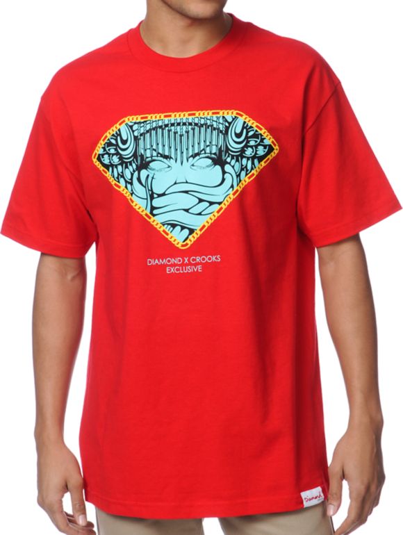 Diamond Supply x Crooks And Castles Red Tee Shirt