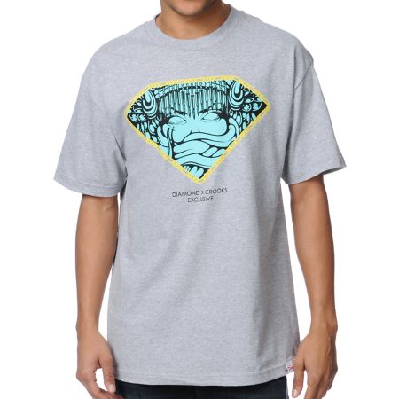 Diamond Supply x Crooks And Castles Grey Tee Shirt