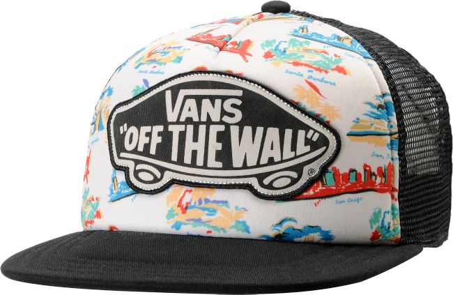 Vans Black & Travel Print Trucker Hat