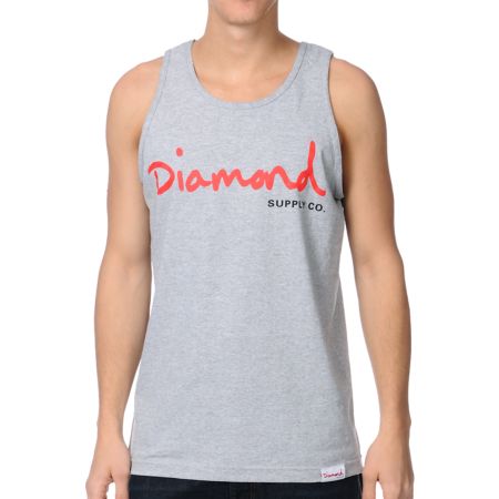 Diamond Supply OG Script Heather Grey Tank Top