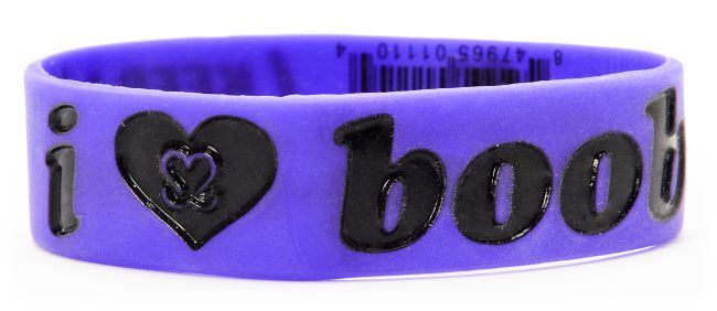 Keep A Breast Purple & Black I Love Boobies Bracelet