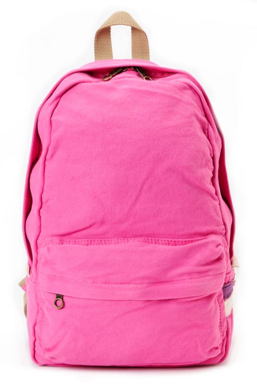 Carrot Company Solid Pink Canvas Backpack