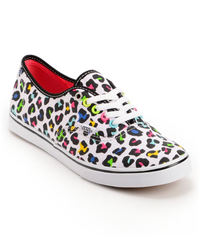 Vans Girls Authentic Lo Pro True White Leopard Print Shoe