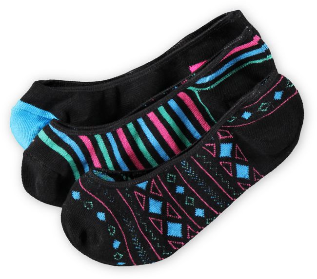 Empyre Girls 3-Pack Rain Dance Black No Show Socks