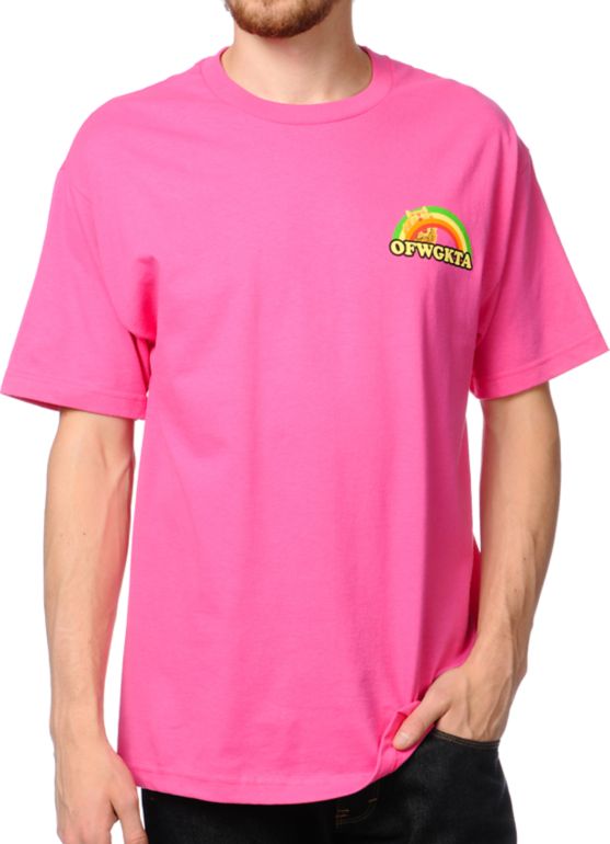 Odd Future Rainbow Cat Hot Pink Tee Shirt