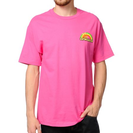 Odd Future Rainbow Cat Hot Pink Tee Shirt