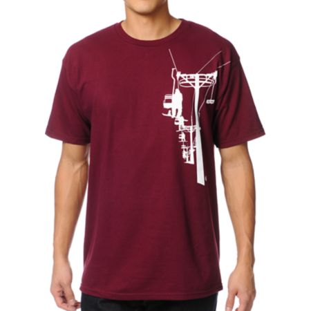 Casual Industrees Chairlift Maroon Tee Shirt