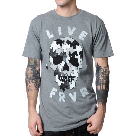 Glamour Kills Live Forever Drip Grey Tee Shirt