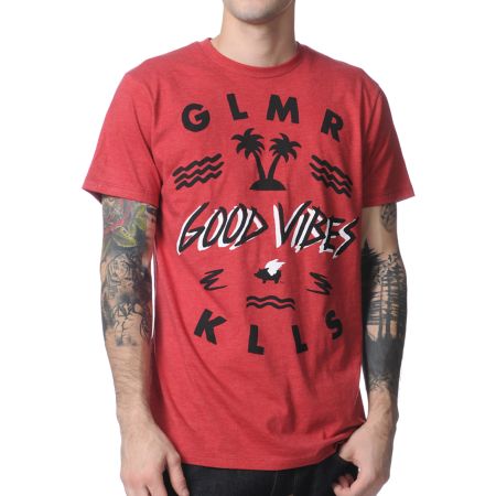 Glamour Kills Good Vibes Red Tee Shirt