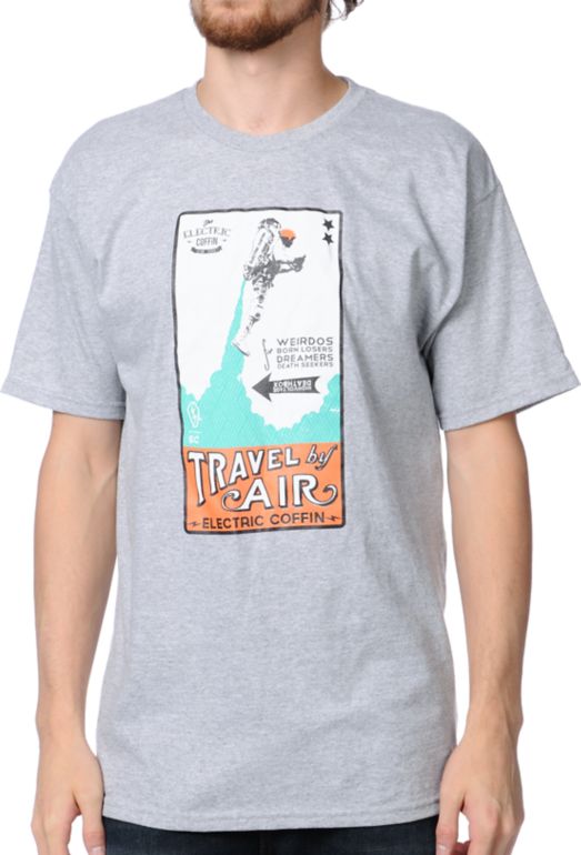 Spacecraft x Electric Coffin Travel By Air Grey Tee Shirt