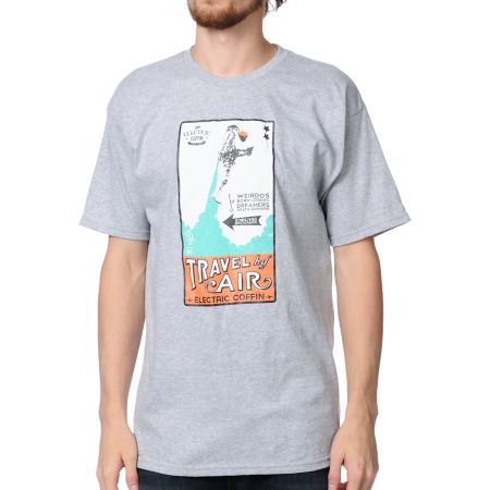 Spacecraft x Electric Coffin Travel By Air Grey Tee Shirt