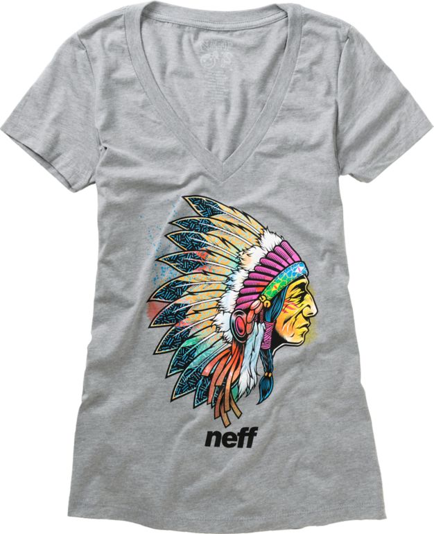 Neff Warrior Girls Charcoal V-Neck Tee Shirt