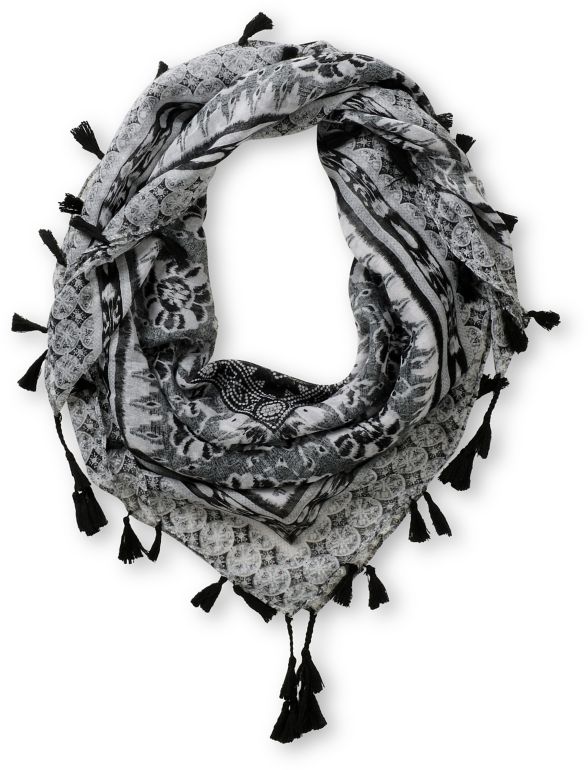 Super Trader Black & White Print Scarf