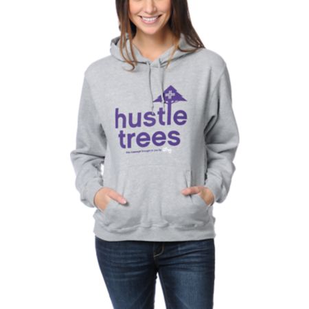 LRG Girls Hustle Trees Heather Grey & Purple Pullover Hoodie