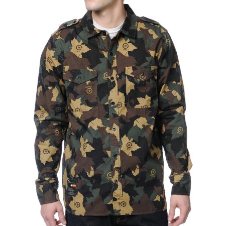 LRG Bushman Camo Long Sleeve Button Up Shirt