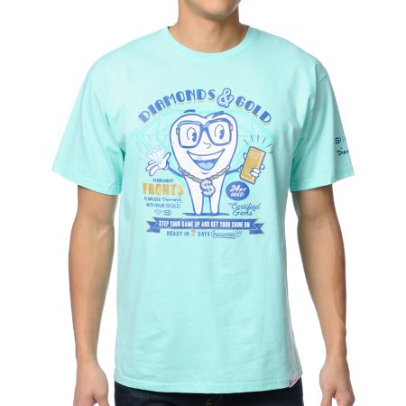 Gold Wheels x Diamond Supply Teal Tee Shirt