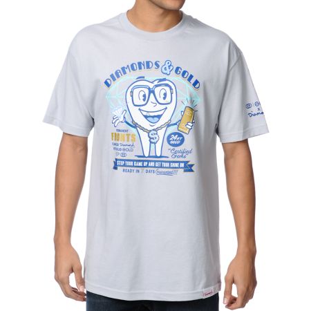Gold Wheels x Diamond Supply Grey Tee Shirt