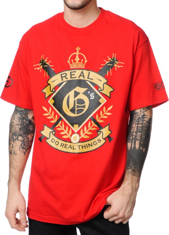 Gold Wheels Real Gs Red Tee Shirt