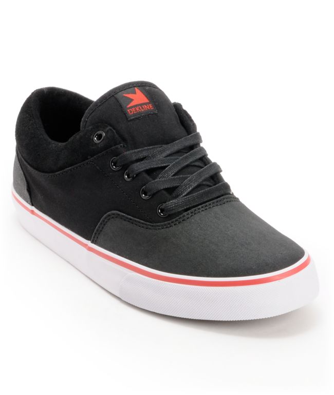 Dekline Keaton Black, Red, & White Skate Shoe