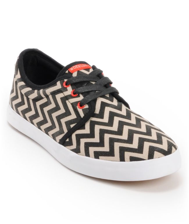 Dekline River Black & White Chevron Canvas Skate Shoe