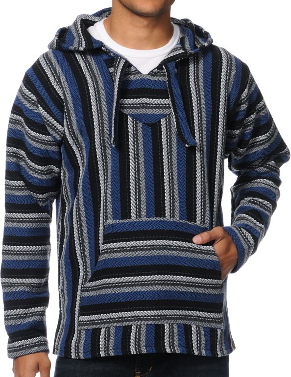 Senor Lopez Graphite, Blue & White Poncho
