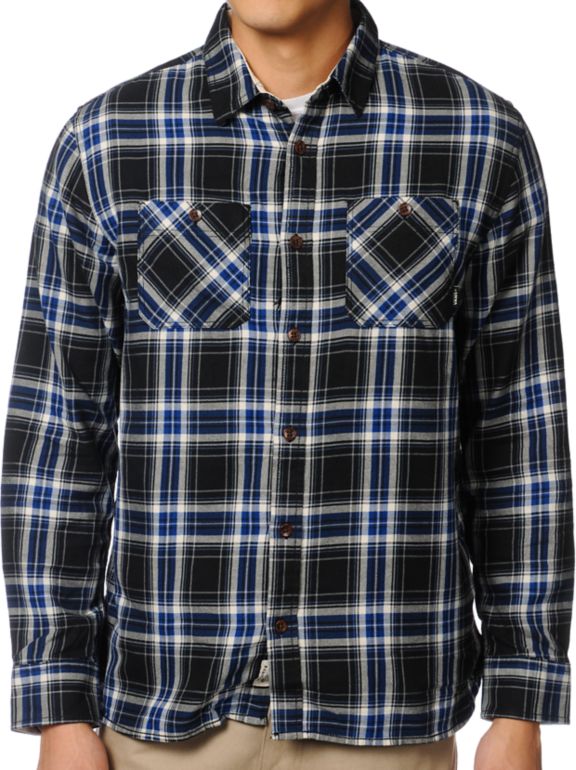 Vans Birch Black & Blue Plaid Flannel Shirt