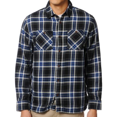 Vans Birch Black & Blue Plaid Flannel Shirt