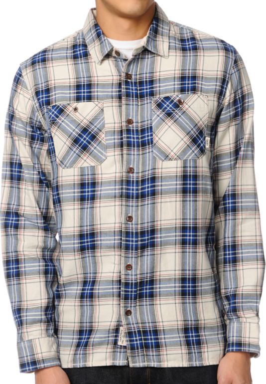 Vans Birch White & Blue Plaid Flannel Shirt