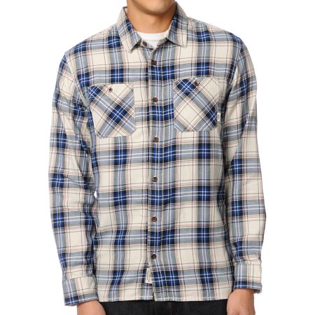 Vans Birch White & Blue Plaid Flannel Shirt