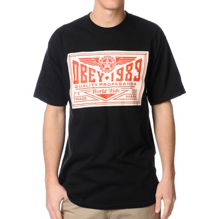 Obey Wings Trademark Black Tee Shirt