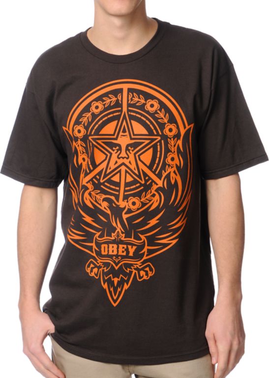 Obey Peace Phoenix Brown Tee Shirt