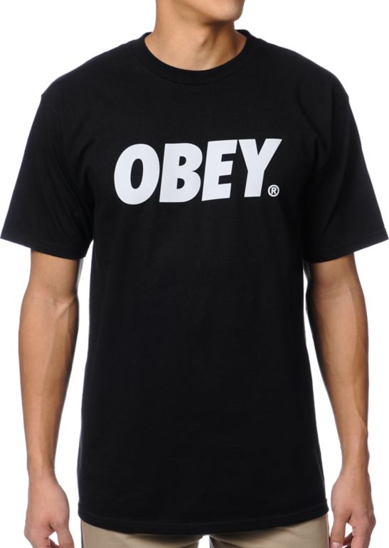Obey Font Black & Grey Tee Shirt