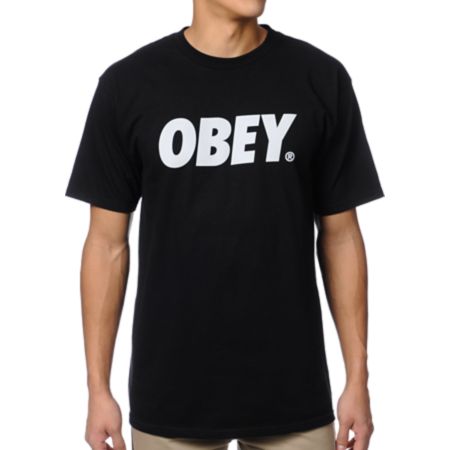 Obey Font Black & Grey Tee Shirt
