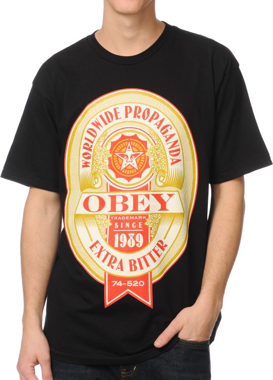 Obey Extra Bitter Black Tee Shirt