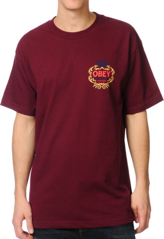 Obey Hi-Class Burgundy Tee Shirt