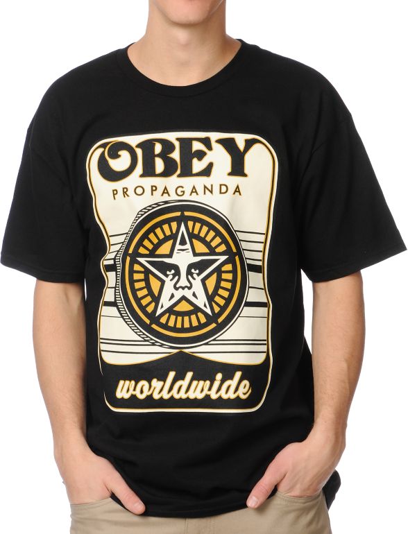 Obey Coin Drop Black Tee Shirt