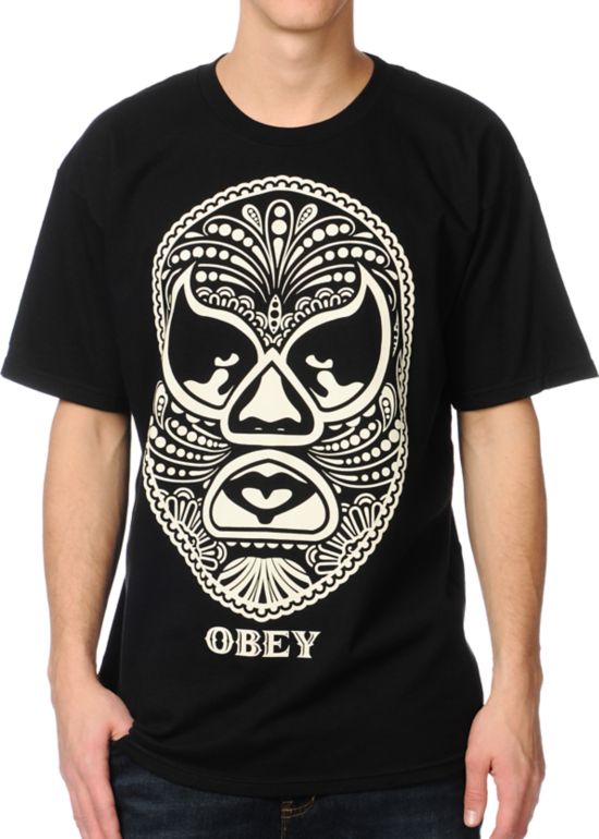 Obey Luchador Black Tee Shirt