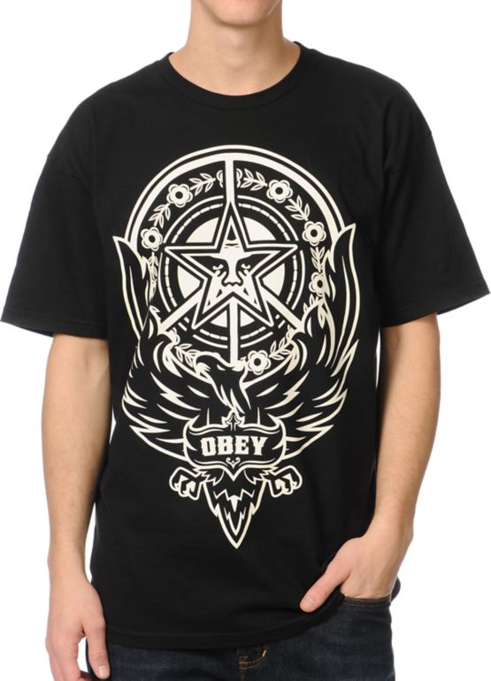 Obey Peace Phoenix Black Tee Shirt