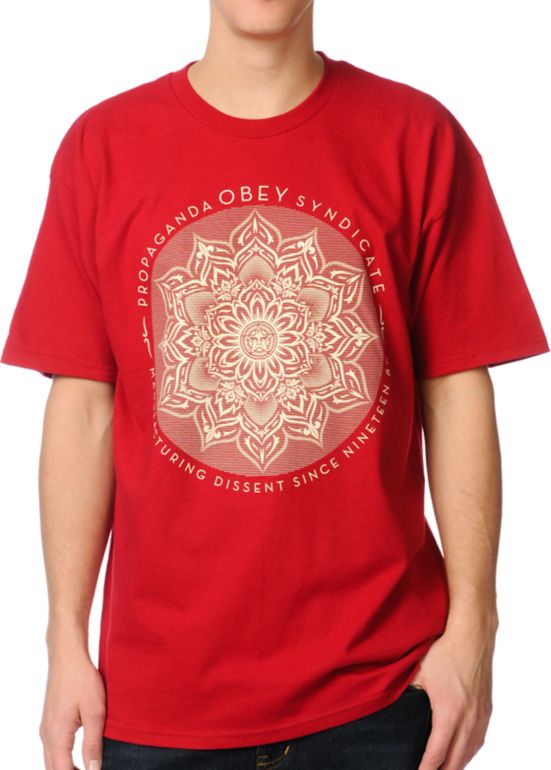 Obey Lotus Syndicate Red Tee Shirt